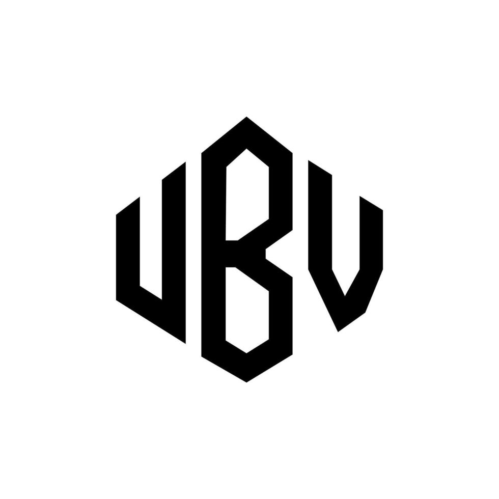 UBV letter logo design with polygon shape. UBV polygon and cube shape logo design. UBV hexagon vector logo template white and black colors. UBV monogram, business and real estate logo.