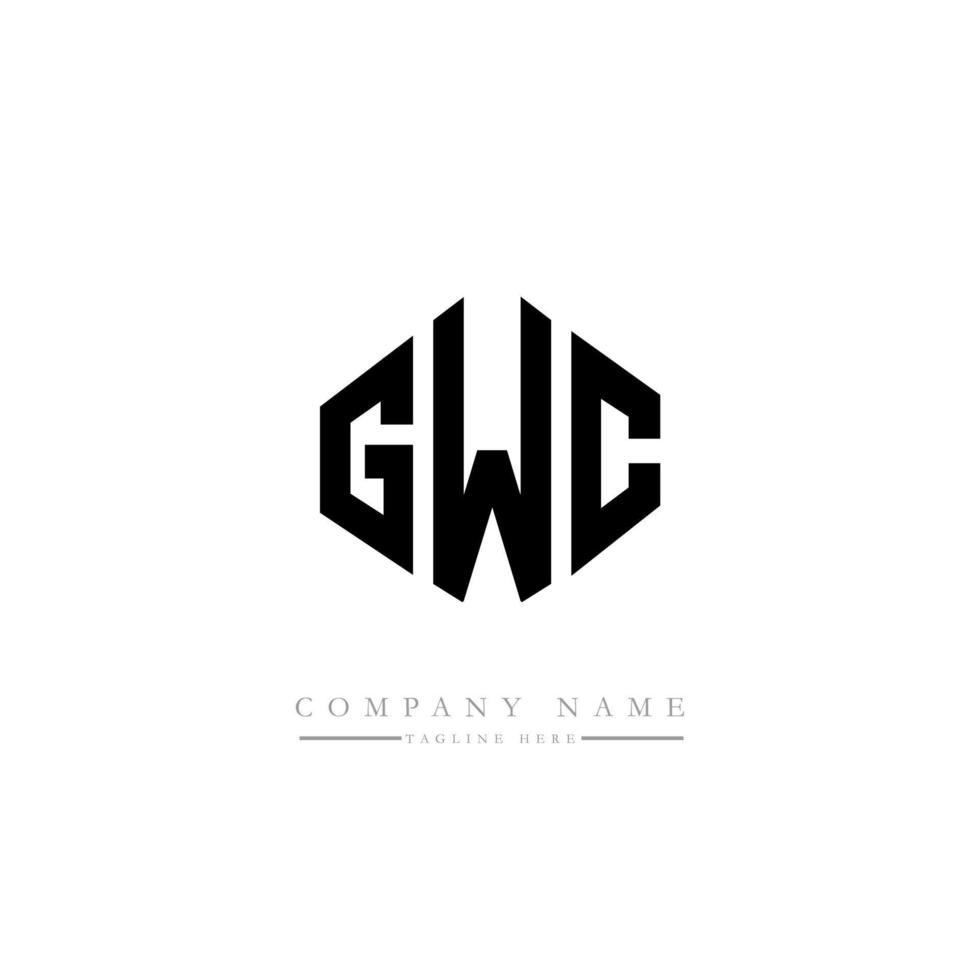 GWC letter logo design with polygon shape. GWC polygon and cube shape logo design. GWC hexagon vector logo template white and black colors. GWC monogram, business and real estate logo.