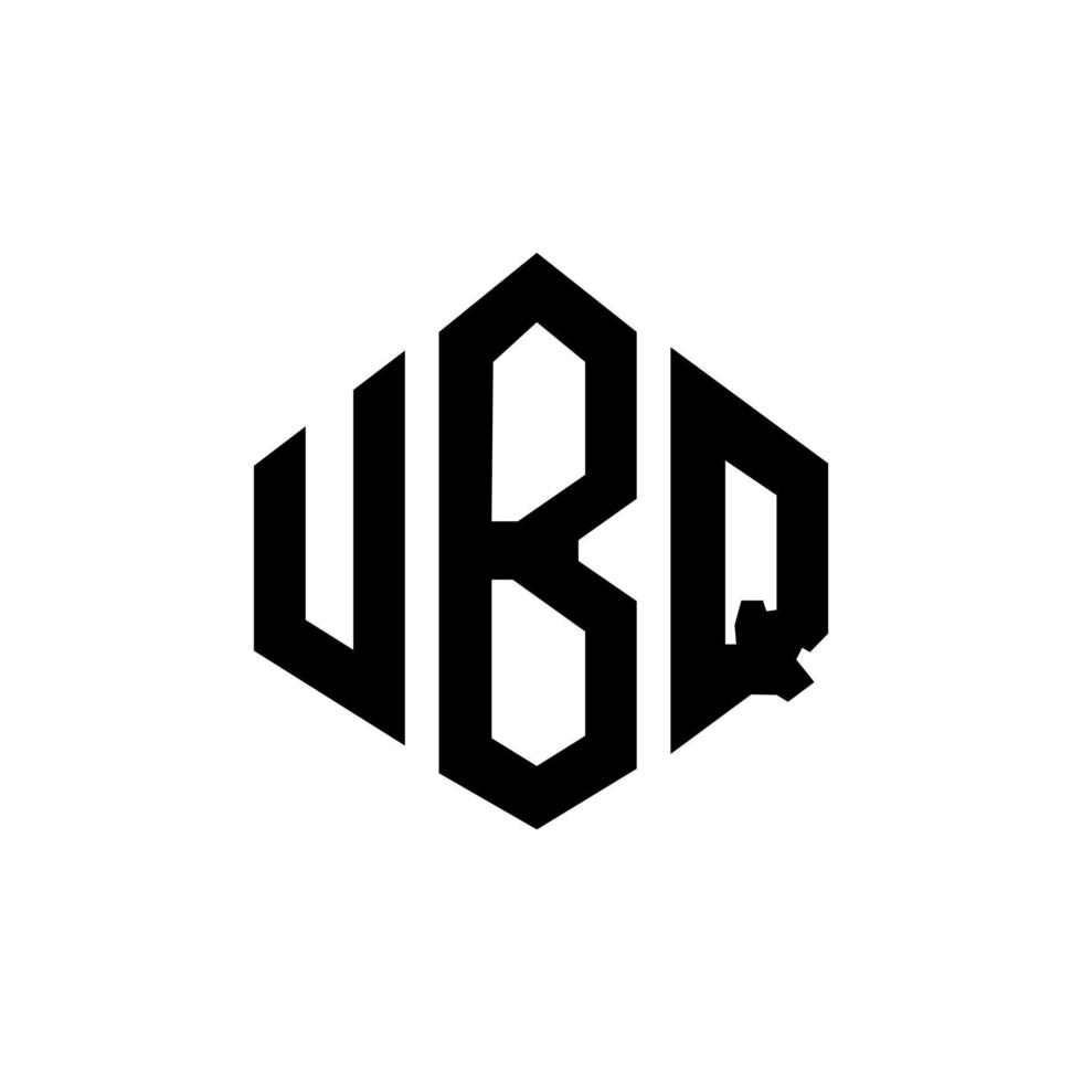 UBQ letter logo design with polygon shape. UBQ polygon and cube shape logo design. UBQ hexagon vector logo template white and black colors. UBQ monogram, business and real estate logo.