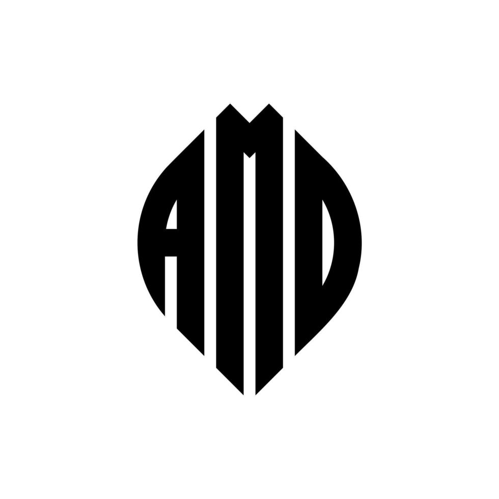 diseño de logotipo de letra de círculo amd con forma de círculo y elipse. amd letras elipses con estilo tipográfico. las tres iniciales forman un logo circular. vector de marca de letra de monograma abstracto del emblema del círculo amd.