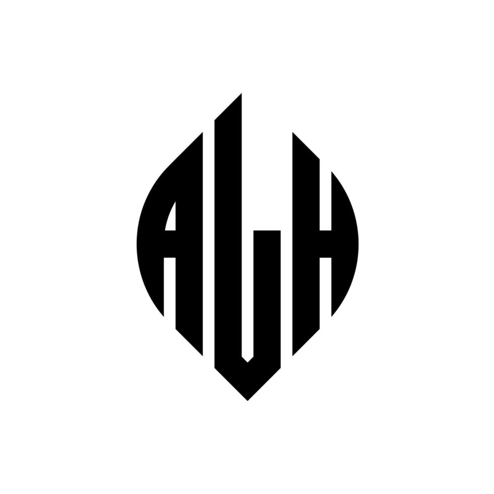 diseño de logotipo de letra de círculo alh con forma de círculo y elipse. alh letras elipses con estilo tipográfico. las tres iniciales forman un logo circular. vector de marca de letra de monograma abstracto del emblema del círculo alh.