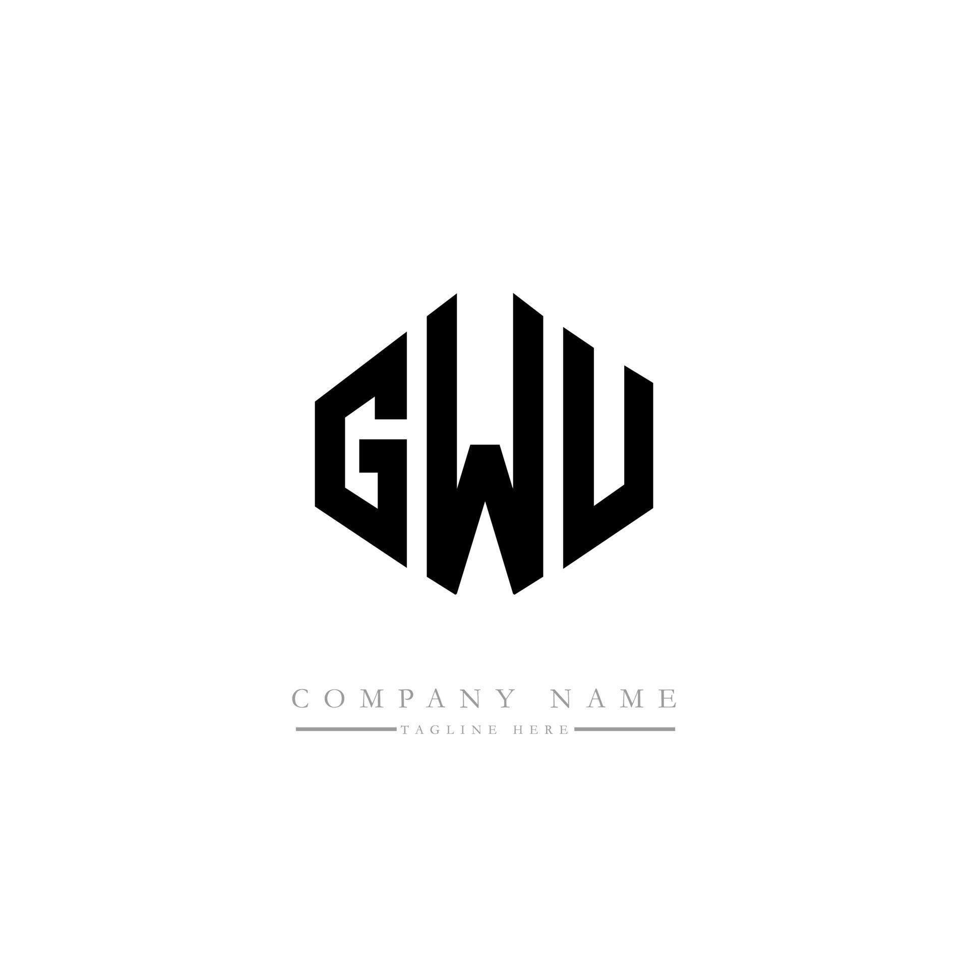 diseño de logotipo de letra gwu con forma de polígono. gwu polígono y