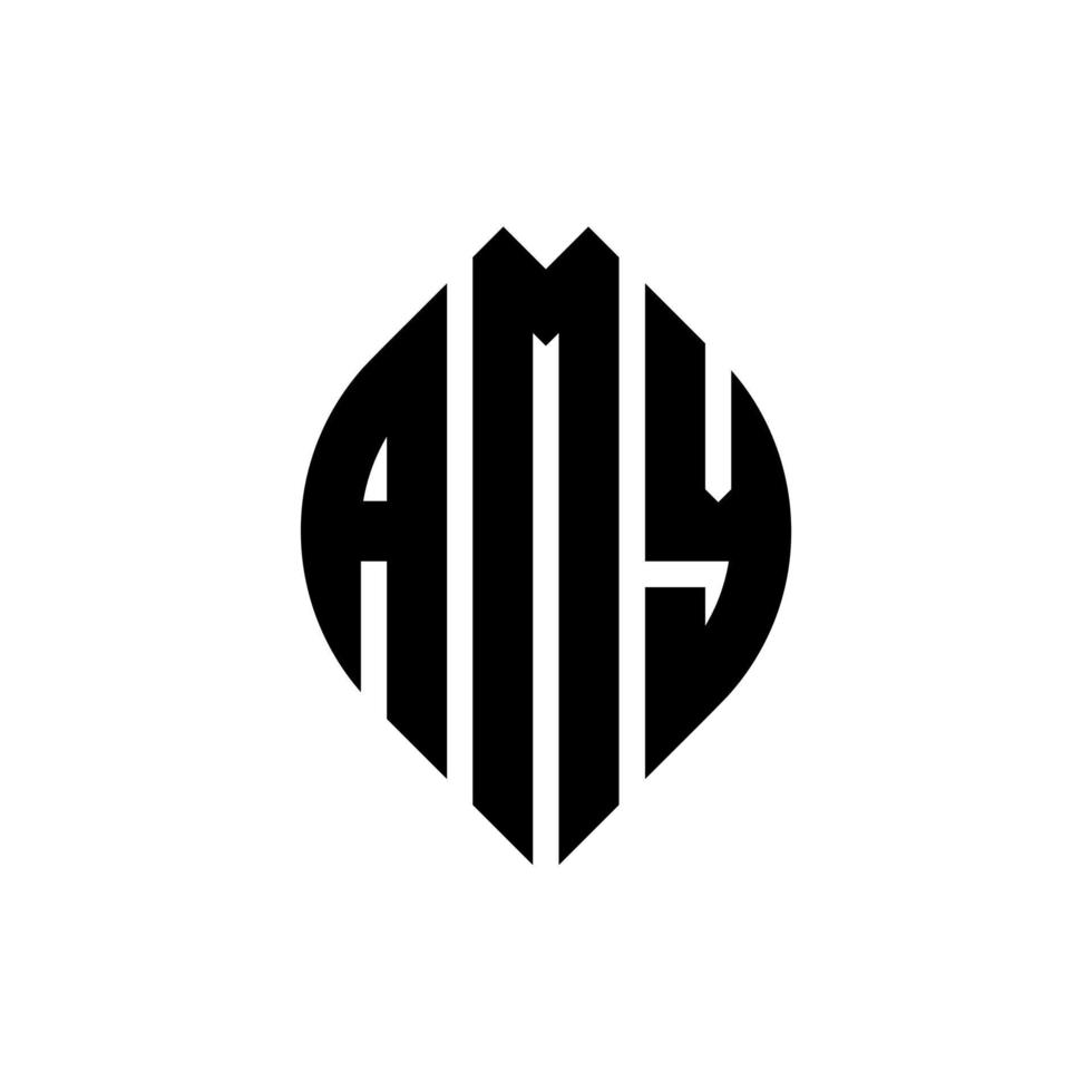 diseño de logotipo de letra de círculo amy con forma de círculo y elipse. amy letras elipses con estilo tipográfico. las tres iniciales forman un logo circular. vector de marca de letra de monograma abstracto del emblema del círculo de amy.