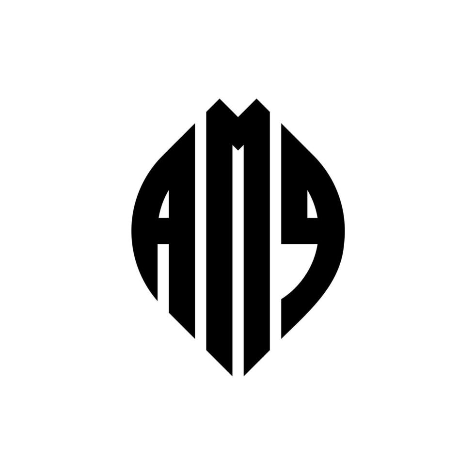 diseño de logotipo de letra de círculo amq con forma de círculo y elipse. amq letras elipses con estilo tipográfico. las tres iniciales forman un logo circular. vector de marca de letra de monograma abstracto del emblema del círculo amq.