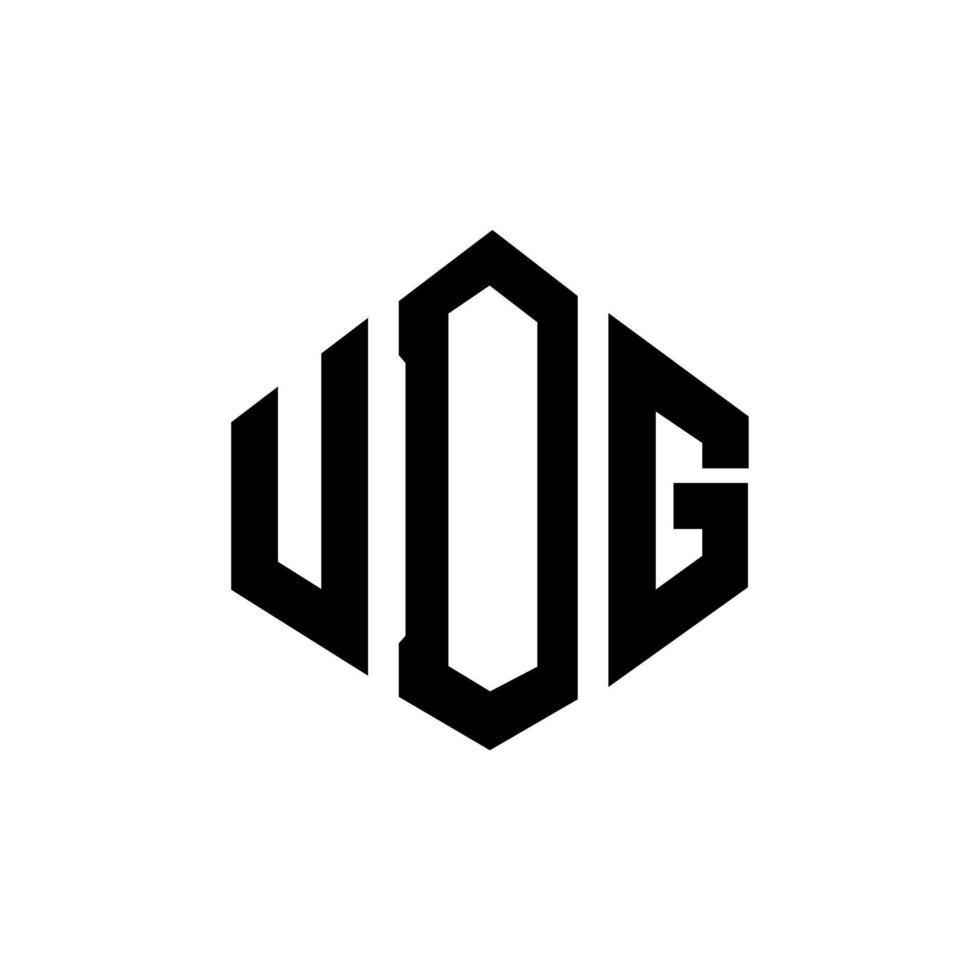 UDG letter logo design with polygon shape. UDG polygon and cube shape logo design. UDG hexagon vector logo template white and black colors. UDG monogram, business and real estate logo.