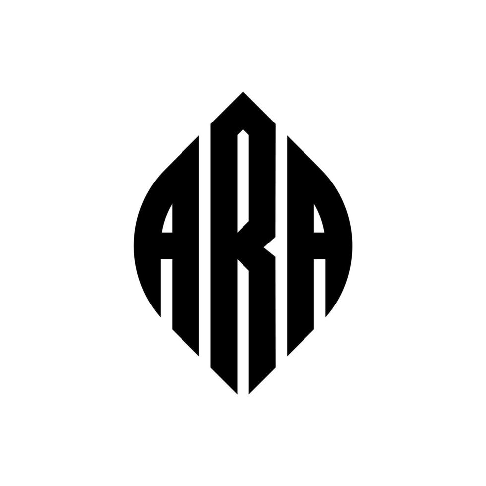 ARA circle letter logo design with circle and ellipse shape. ARA ellipse letters with typographic style. The three initials form a circle logo. ARA Circle Emblem Abstract Monogram Letter Mark Vector. vector