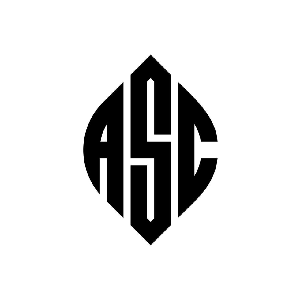 ASC circle letter logo design with circle and ellipse shape. ASC ellipse letters with typographic style. The three initials form a circle logo. ASC Circle Emblem Abstract Monogram Letter Mark Vector. vector