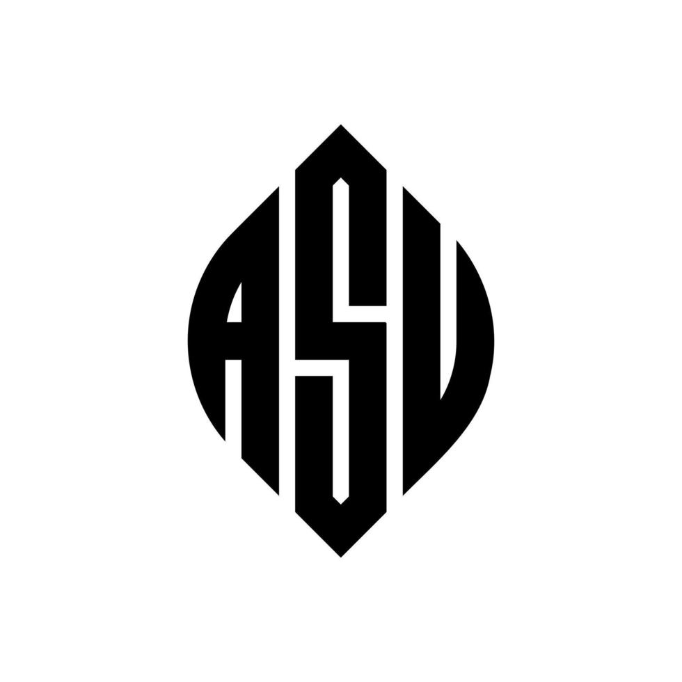 ASU circle letter logo design with circle and ellipse shape. ASU ellipse letters with typographic style. The three initials form a circle logo. ASU Circle Emblem Abstract Monogram Letter Mark Vector. vector