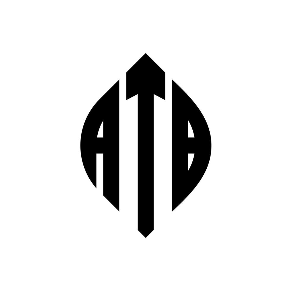 diseño de logotipo de letra de círculo atb con forma de círculo y elipse. atb letras elipses con estilo tipográfico. las tres iniciales forman un logo circular. vector de marca de letra de monograma abstracto del emblema del círculo atb.