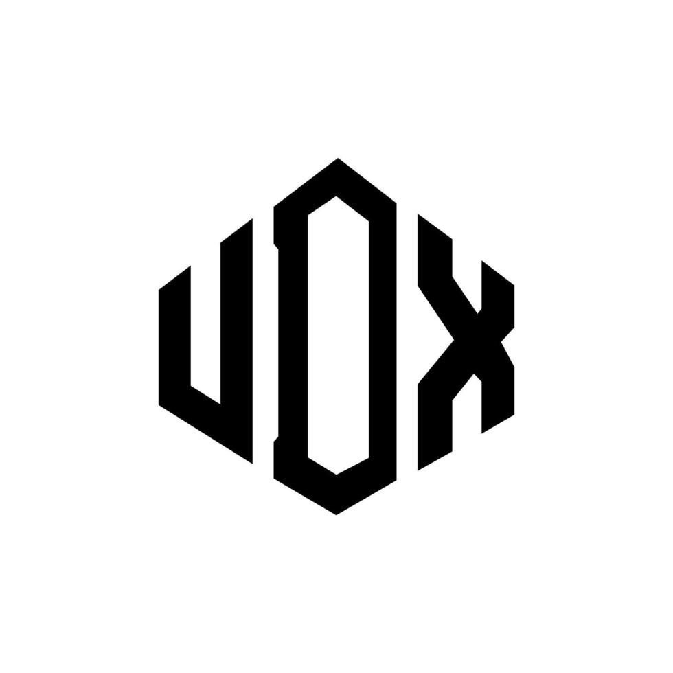 UDX letter logo design with polygon shape. UDX polygon and cube shape logo design. UDX hexagon vector logo template white and black colors. UDX monogram, business and real estate logo.