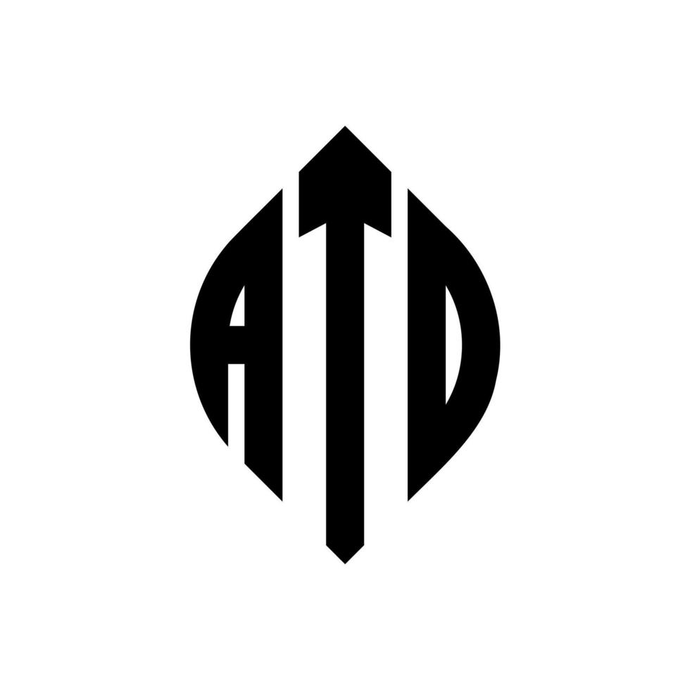 diseño de logotipo de letra de círculo atd con forma de círculo y elipse. atd letras elipses con estilo tipográfico. las tres iniciales forman un logo circular. vector de marca de letra de monograma abstracto del emblema del círculo atd.