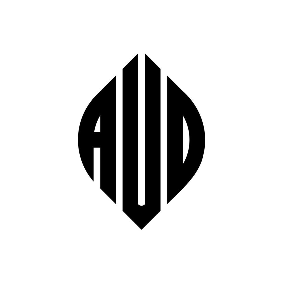 diseño de logotipo de letra de círculo aud con forma de círculo y elipse. aud letras elipses con estilo tipográfico. las tres iniciales forman un logo circular. vector de marca de letra de monograma abstracto del emblema del círculo aud.