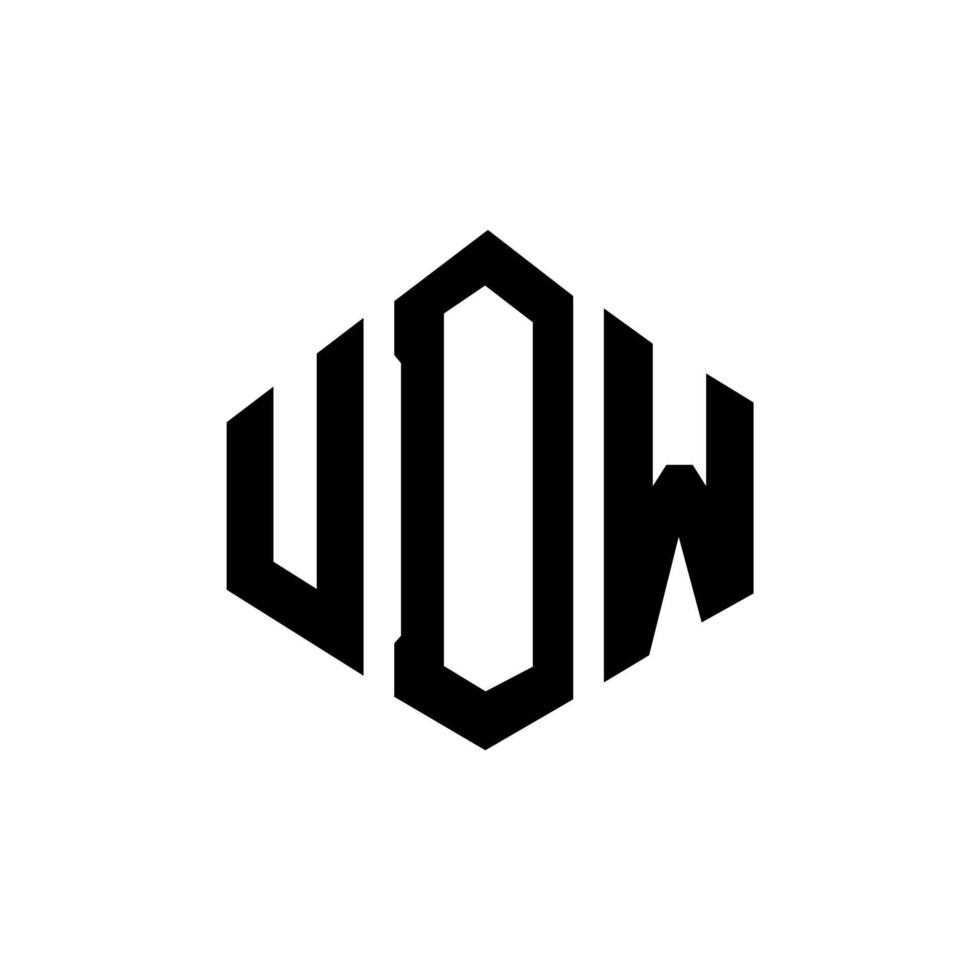 UDW letter logo design with polygon shape. UDW polygon and cube shape logo design. UDW hexagon vector logo template white and black colors. UDW monogram, business and real estate logo.