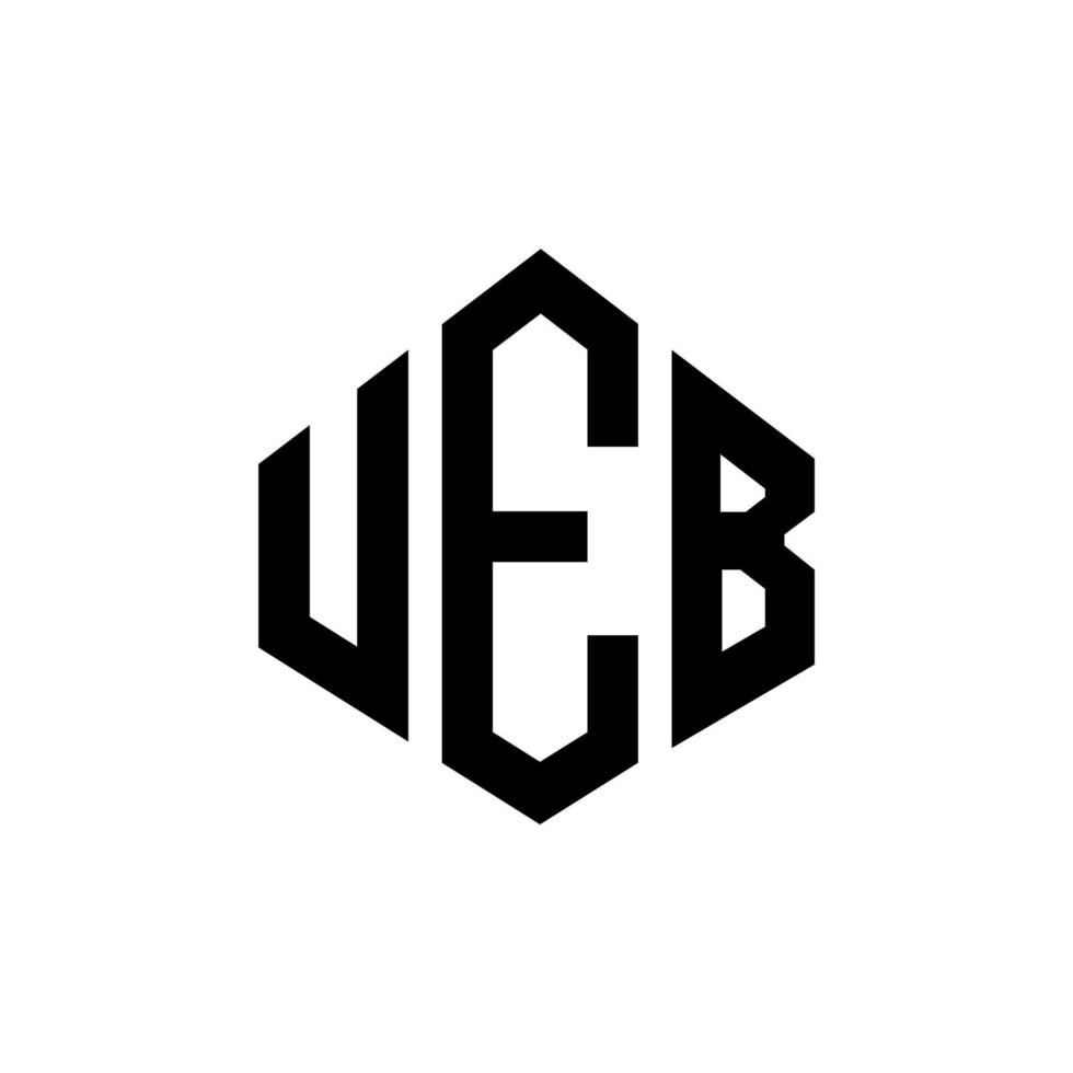 UEB letter logo design with polygon shape. UEB polygon and cube shape logo design. UEB hexagon vector logo template white and black colors. UEB monogram, business and real estate logo.