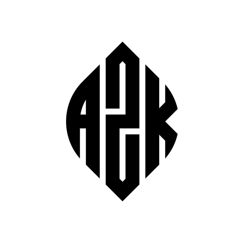 diseño de logotipo de letra de círculo azk con forma de círculo y elipse. letras elipses azk con estilo tipográfico. las tres iniciales forman un logo circular. vector de marca de letra de monograma abstracto del emblema del círculo azk.