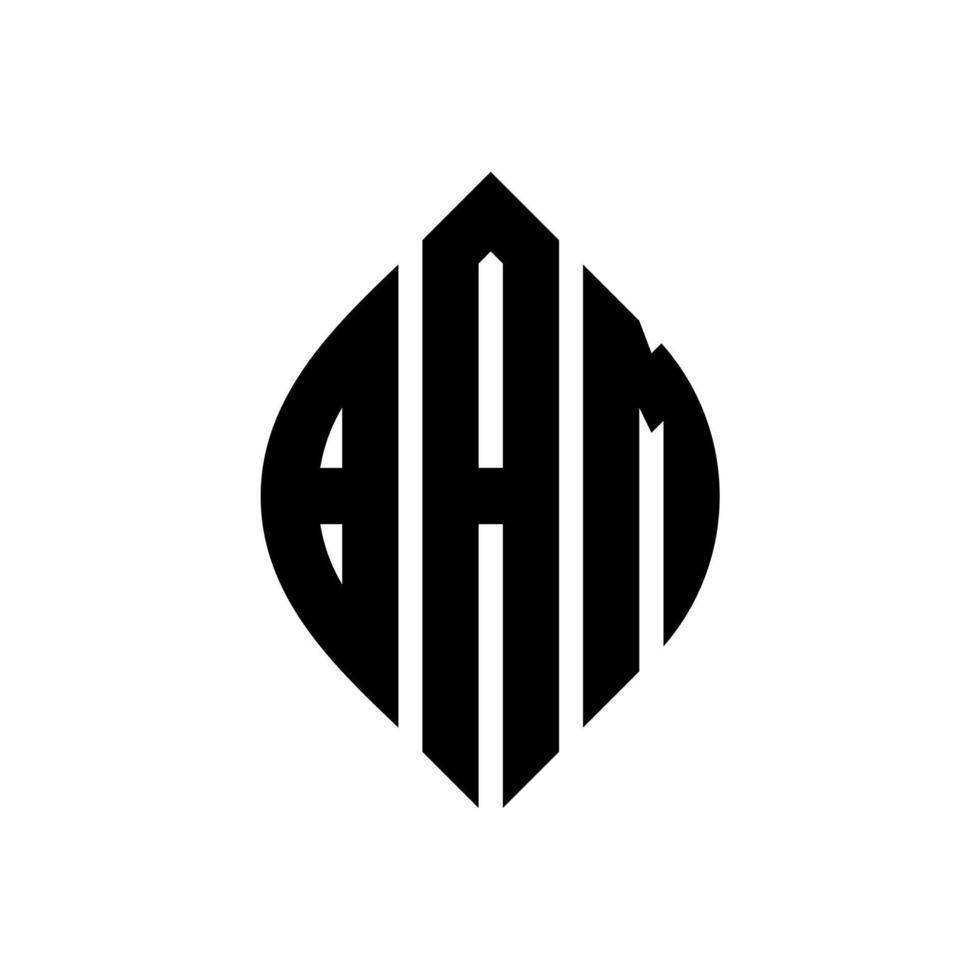 diseño de logotipo de letra de círculo bam con forma de círculo y elipse. bam letras elipses con estilo tipográfico. las tres iniciales forman un logo circular. vector de marca de letra de monograma abstracto de emblema de círculo de bam.