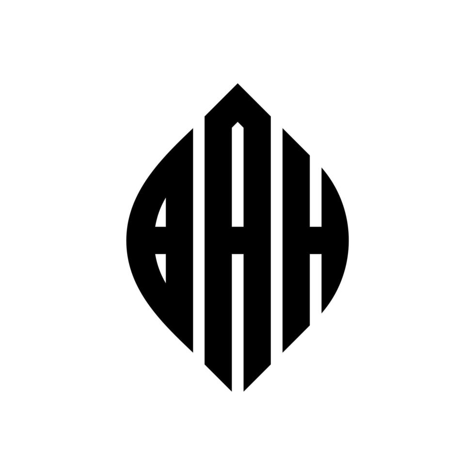 BAH circle letter logo design with circle and ellipse shape. BAH ellipse letters with typographic style. The three initials form a circle logo. BAH Circle Emblem Abstract Monogram Letter Mark Vector. vector