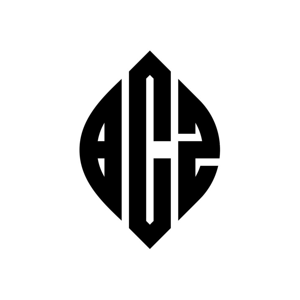 diseño de logotipo de letra de círculo bcz con forma de círculo y elipse. letras de elipse bcz con estilo tipográfico. las tres iniciales forman un logo circular. vector de marca de letra de monograma abstracto del emblema del círculo bcz.