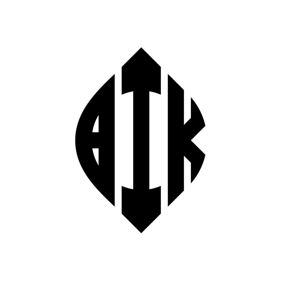 BIK circle letter logo design with circle and ellipse shape. BIK ellipse letters with typographic style. The three initials form a circle logo. BIK Circle Emblem Abstract Monogram Letter Mark Vector. vector