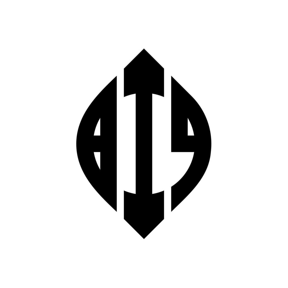 BIQ circle letter logo design with circle and ellipse shape. BIQ ellipse letters with typographic style. The three initials form a circle logo. BIQ Circle Emblem Abstract Monogram Letter Mark Vector. vector