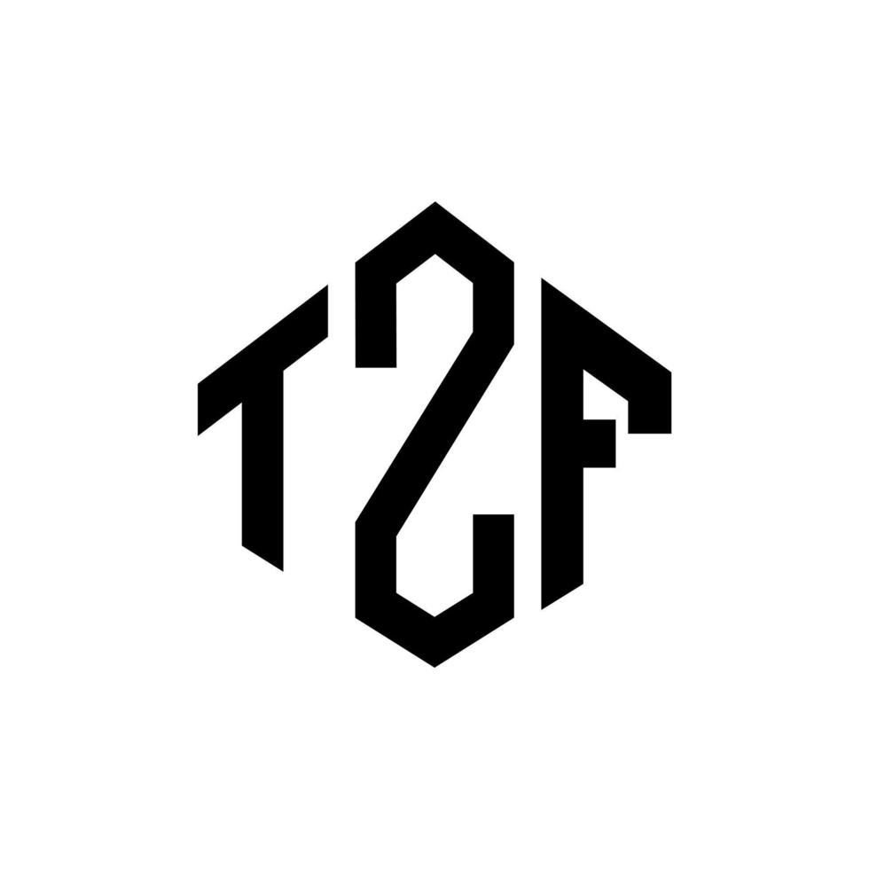 diseño de logotipo de letra tzf con forma de polígono. diseño de logotipo de forma de cubo y polígono tzf. tzf hexágono vector logo plantilla colores blanco y negro. monograma tzf, logotipo comercial e inmobiliario.