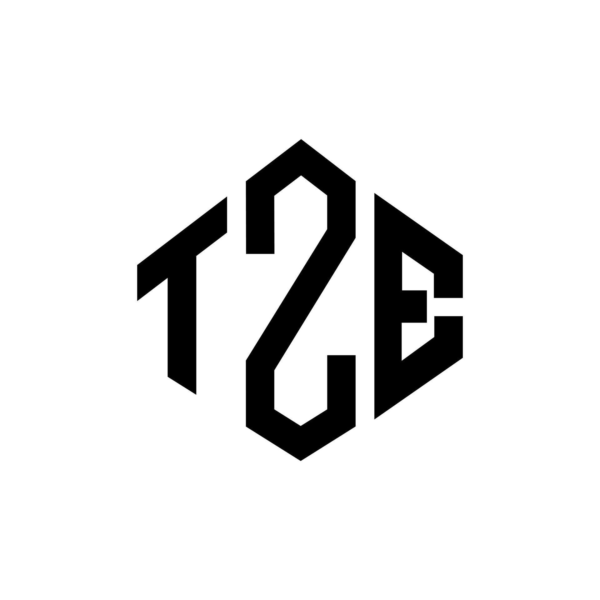 TZE letter logo design with polygon shape. TZE polygon and cube shape ...