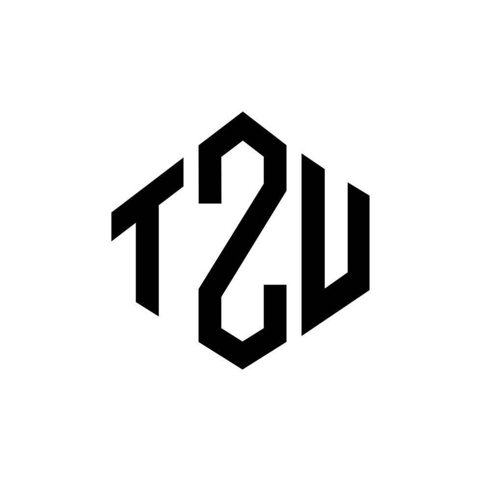 diseño de logotipo de letra tzu con forma de polígono. diseño de logotipo en forma de cubo y polígono tzu. tzu hexágono vector logo plantilla colores blanco y negro. monograma tzu, logotipo comercial y inmobiliario.