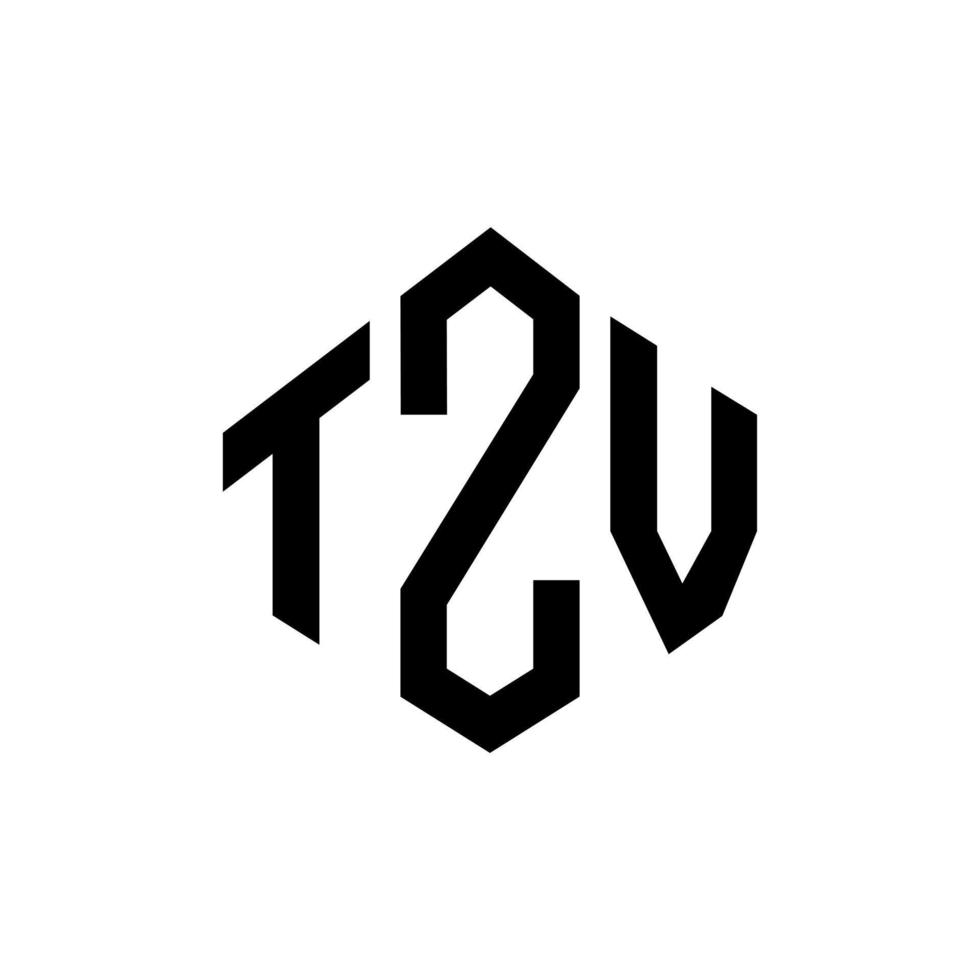 diseño de logotipo de letra tzv con forma de polígono. diseño de logotipo en forma de cubo y polígono tzv. tzv hexágono vector logo plantilla colores blanco y negro. monograma tzv, logotipo comercial y inmobiliario.