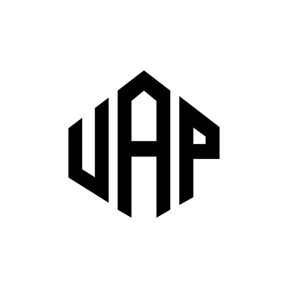 diseño de logotipo de letra uap con forma de polígono. uap polígono y diseño de logotipo en forma de cubo. uap hexágono vector logo plantilla colores blanco y negro. monograma uap, logotipo empresarial y inmobiliario.