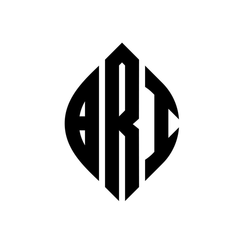 BRI circle letter logo design with circle and ellipse shape. BRI ellipse letters with typographic style. The three initials form a circle logo. BRI Circle Emblem Abstract Monogram Letter Mark Vector. vector
