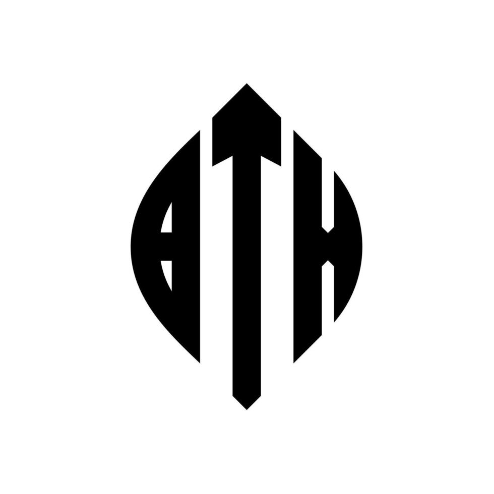 diseño de logotipo de letra de círculo btx con forma de círculo y elipse. letras elipses btx con estilo tipográfico. las tres iniciales forman un logo circular. vector de marca de letra de monograma abstracto del emblema del círculo btx.