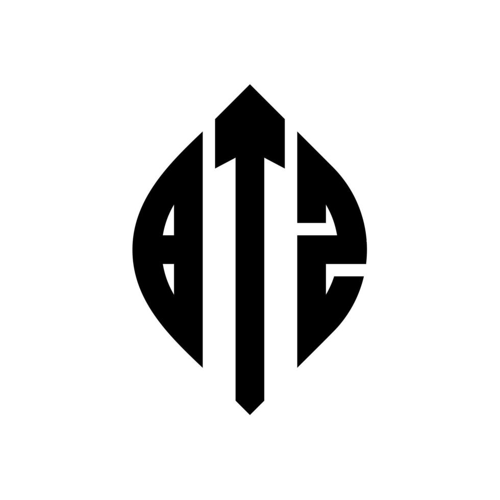 diseño de logotipo de letra de círculo btz con forma de círculo y elipse. letras de elipse btz con estilo tipográfico. las tres iniciales forman un logo circular. vector de marca de letra de monograma abstracto de emblema de círculo btz.