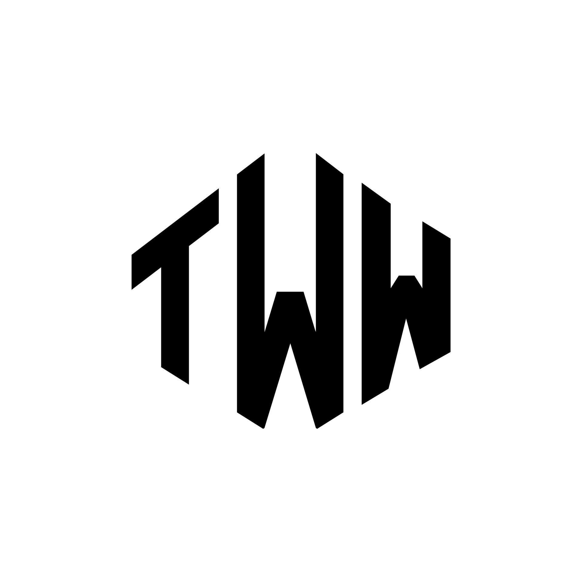 TWW letter logo design with polygon shape. TWW polygon and cube shape