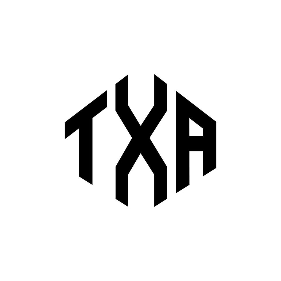 TXA letter logo design with polygon shape. TXA polygon and cube shape logo design. TXA hexagon vector logo template white and black colors. TXA monogram, business and real estate logo.