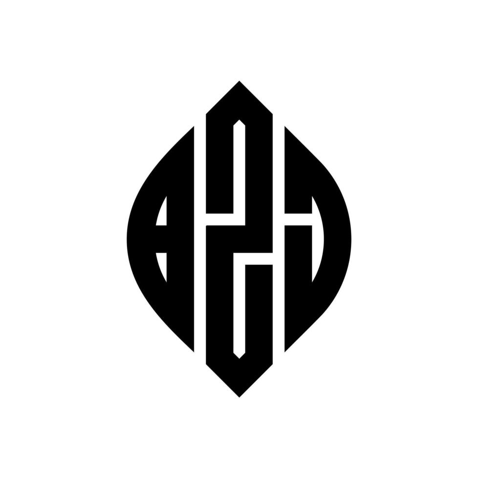 diseño de logotipo de letra circular bzj con forma de círculo y elipse. letras de elipse bzj con estilo tipográfico. las tres iniciales forman un logo circular. vector de marca de letra de monograma abstracto del emblema del círculo bzj.