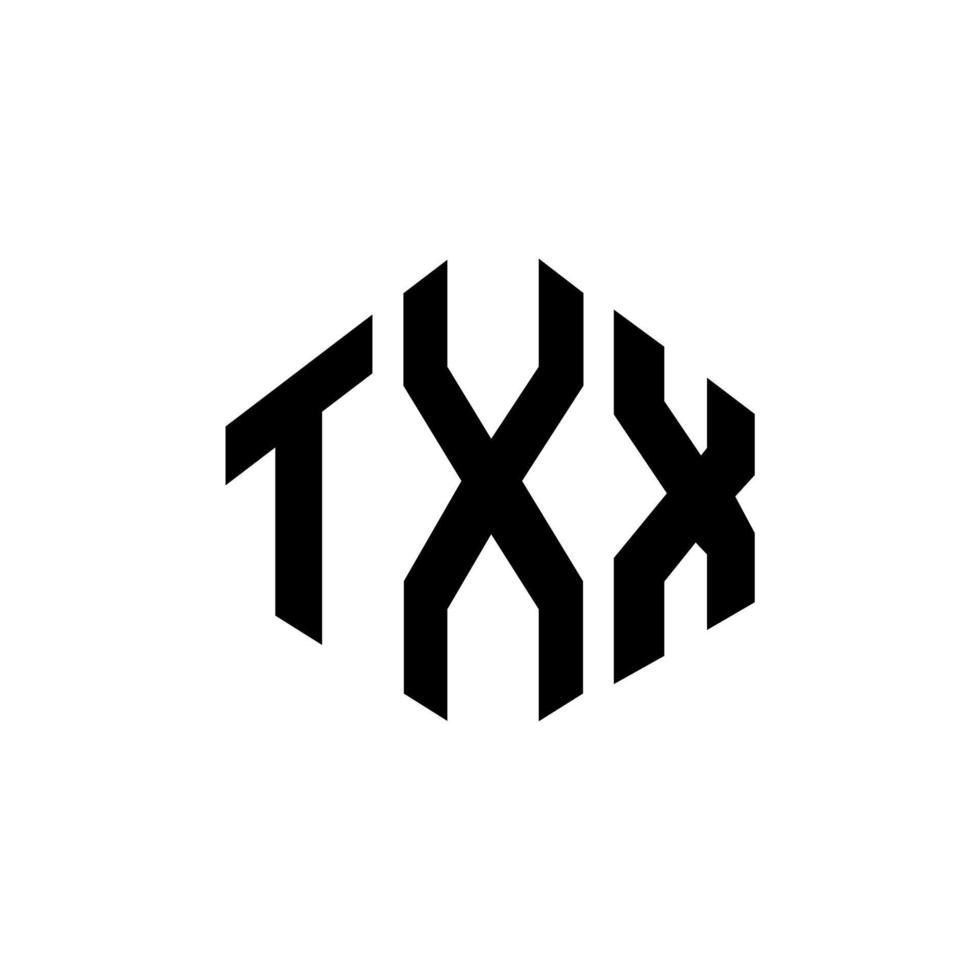 diseño de logotipo de letra txx con forma de polígono. diseño de logotipo en forma de cubo y polígono txx. txx hexágono vector logo plantilla colores blanco y negro. monograma txx, logotipo empresarial y inmobiliario.