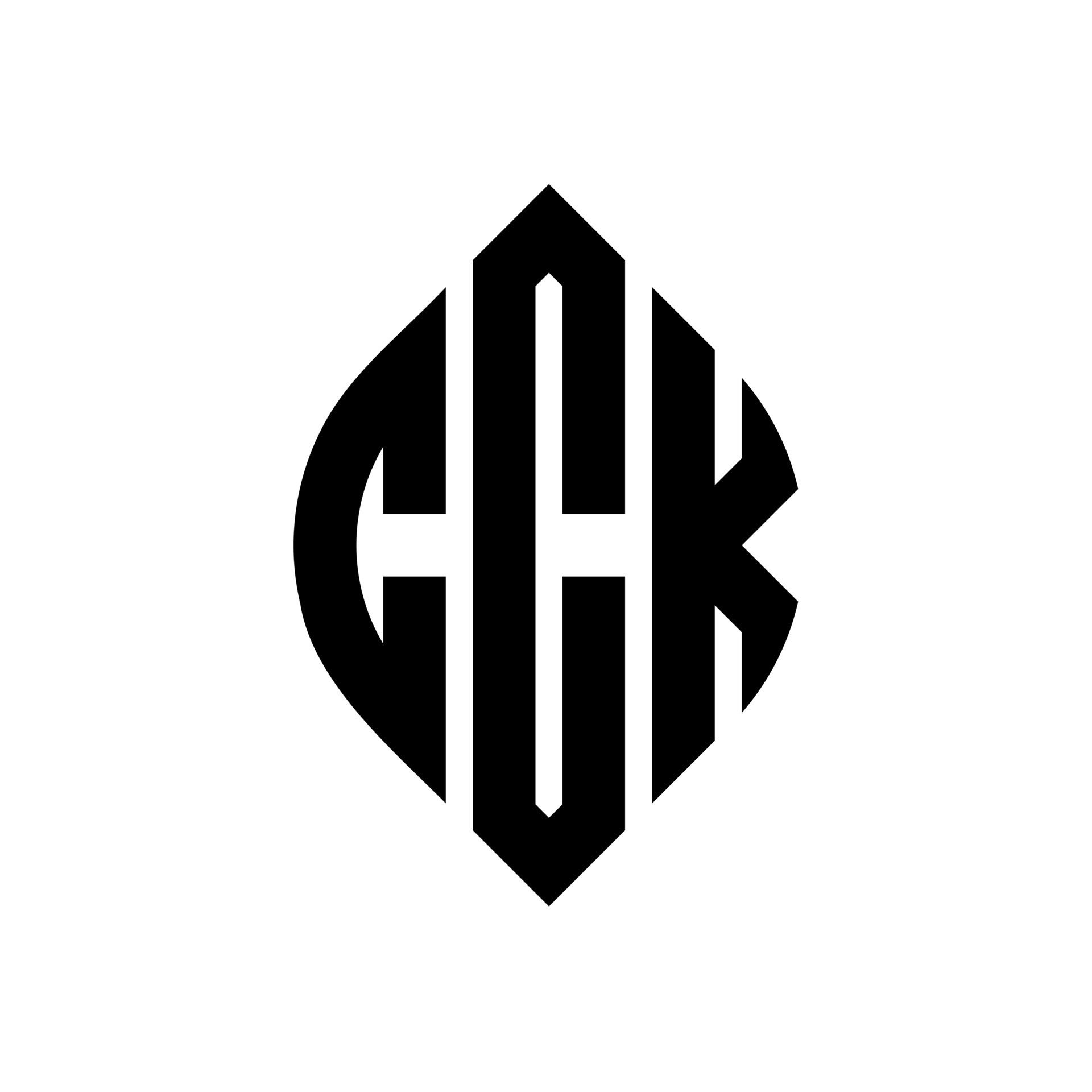 CCK circle letter logo design with circle and ellipse shape. CCK