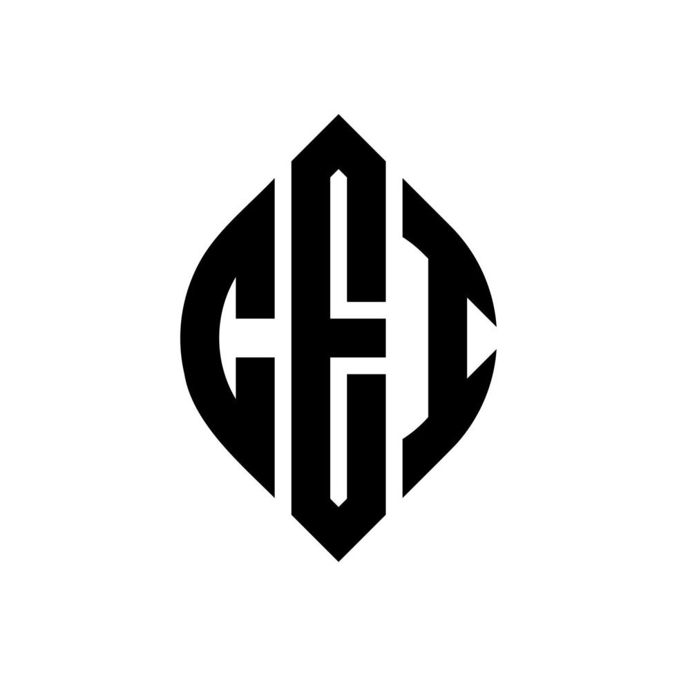 CEI circle letter logo design with circle and ellipse shape. CEI ellipse letters with typographic style. The three initials form a circle logo. CEI Circle Emblem Abstract Monogram Letter Mark Vector. vector