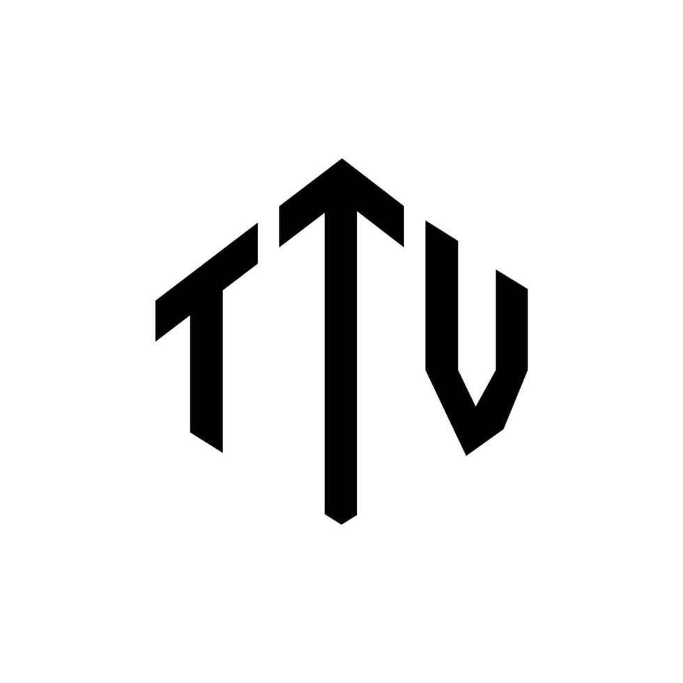 diseño de logotipo de letra ttv con forma de polígono. diseño de logotipo de forma de cubo y polígono de ttv. ttv hexágono vector logo plantilla colores blanco y negro. monograma de ttv, logotipo comercial e inmobiliario.