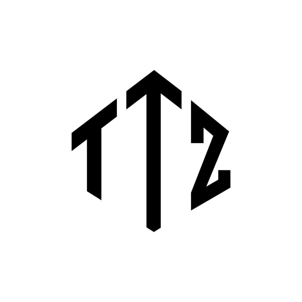 diseño de logotipo de letra ttz con forma de polígono. diseño de logotipo en forma de cubo y polígono ttz. ttz hexágono vector logo plantilla colores blanco y negro. monograma ttz, logotipo comercial y inmobiliario.