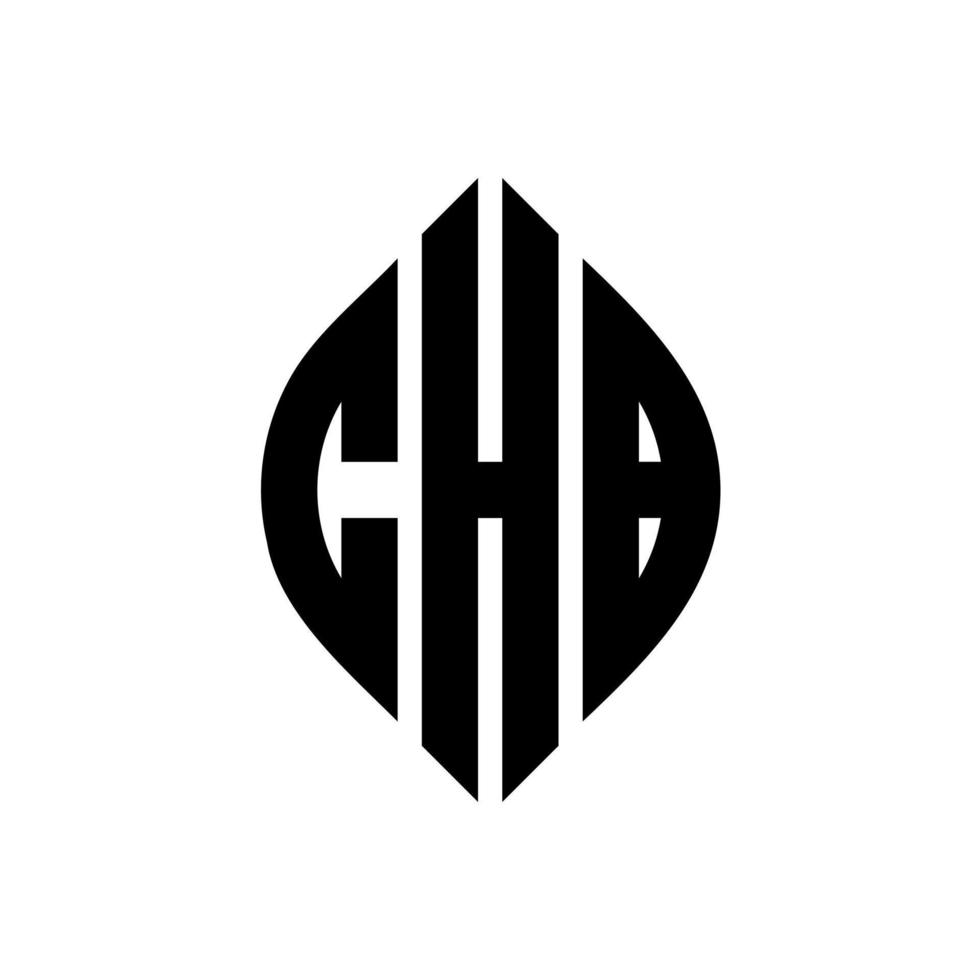 CHB circle letter logo design with circle and ellipse shape. CHB ellipse letters with typographic style. The three initials form a circle logo. CHB Circle Emblem Abstract Monogram Letter Mark Vector. vector