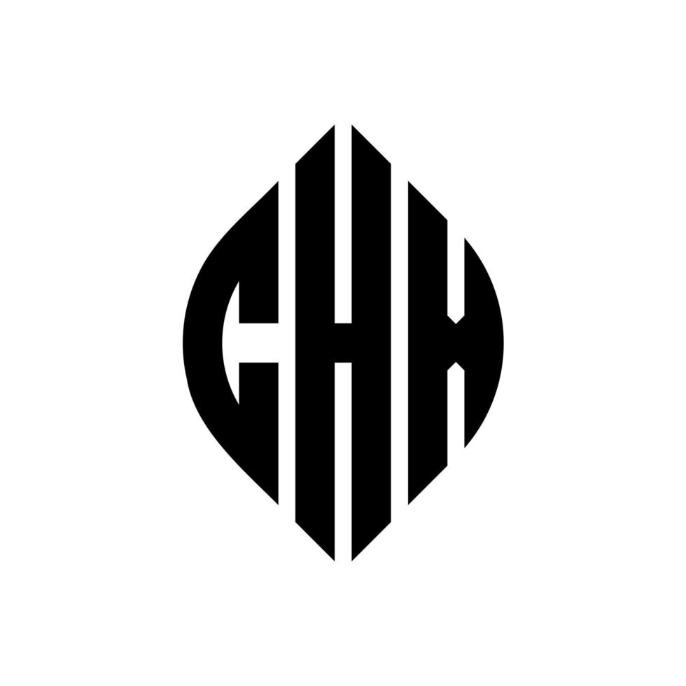 CHX circle letter logo design with circle and ellipse shape. CHX ellipse letters with typographic style. The three initials form a circle logo. CHX Circle Emblem Abstract Monogram Letter Mark Vector. vector