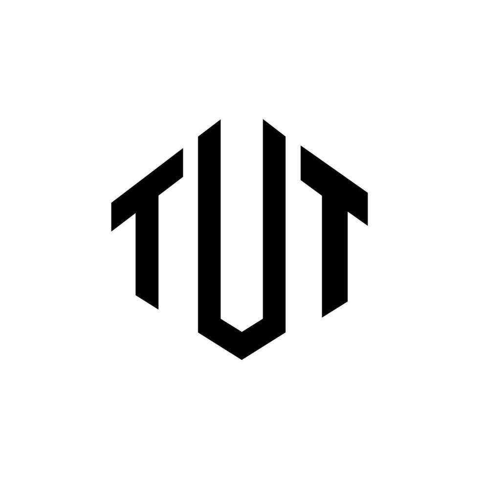 diseño de logotipo de letra tut con forma de polígono. tut polígono y diseño de logotipo en forma de cubo. tut hexágono vector logo plantilla colores blanco y negro. tut monograma, logotipo comercial e inmobiliario.