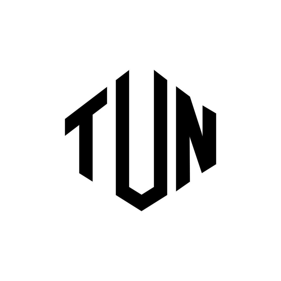 diseño de logotipo de letra tun con forma de polígono. ajuste el diseño del logotipo en forma de polígono y cubo. tun hexágono vector logo plantilla colores blanco y negro. tun monograma, logotipo comercial e inmobiliario.