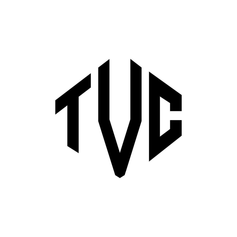 diseño de logotipo de letra tvc con forma de polígono. diseño de logotipo en forma de cubo y polígono tvc. tvc hexágono vector logo plantilla colores blanco y negro. Monograma de tvc, logotipo comercial y inmobiliario.