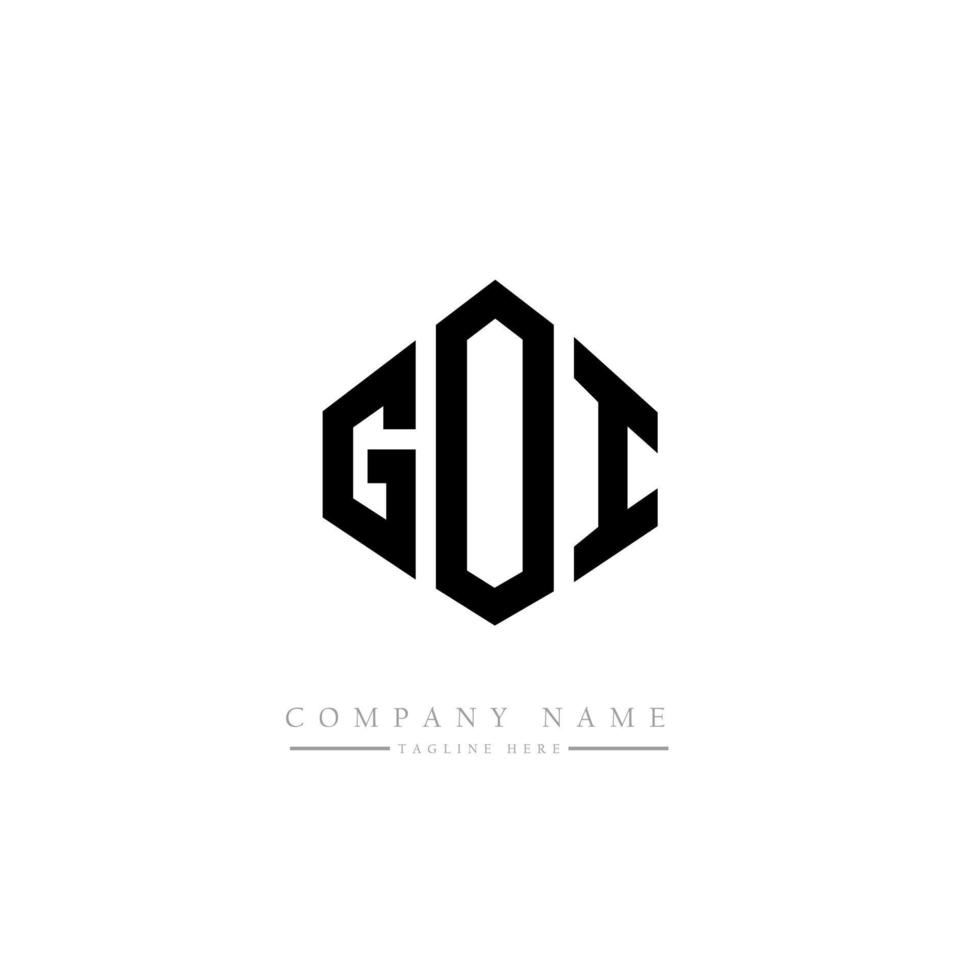 GOI letter logo design with polygon shape. GOI polygon and cube shape logo design. GOI hexagon vector logo template white and black colors. GOI monogram, business and real estate logo.