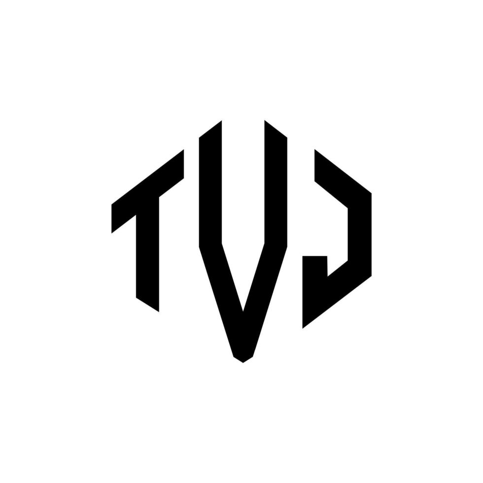 diseño de logotipo de letra tvj con forma de polígono. tvj polígono y diseño de logotipo en forma de cubo. tvj hexágono vector logo plantilla colores blanco y negro. Monograma tvj, logotipo comercial y inmobiliario.