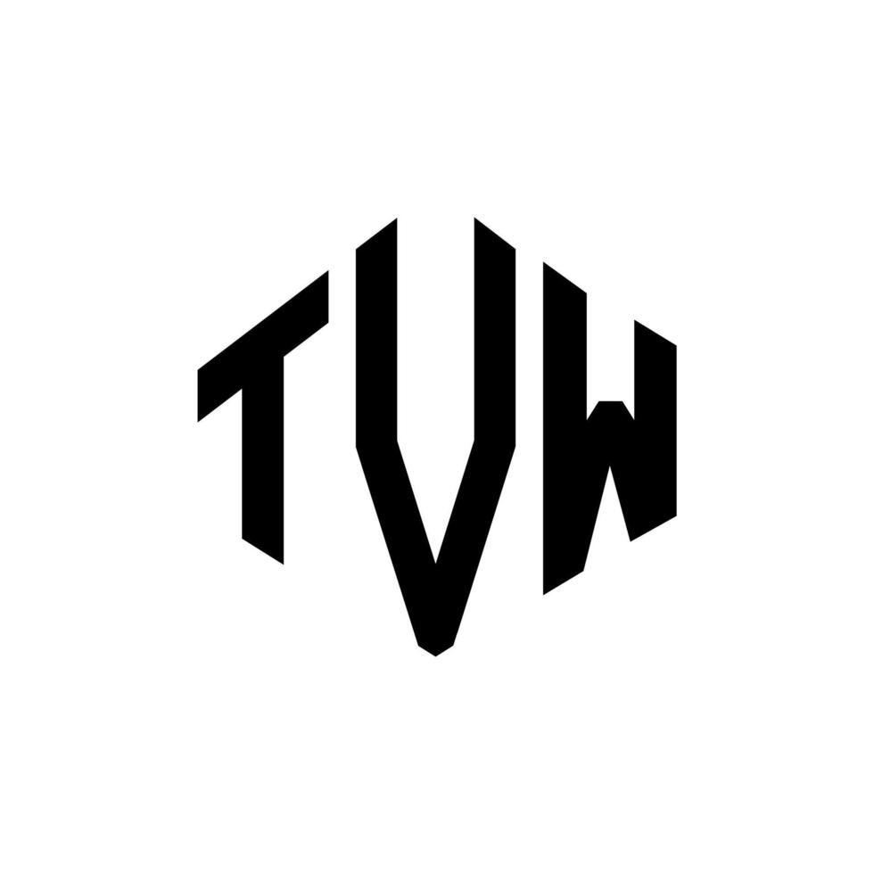 TVW letter logo design with polygon shape. TVW polygon and cube shape logo design. TVW hexagon vector logo template white and black colors. TVW monogram, business and real estate logo.