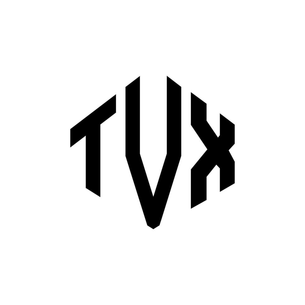 TVX letter logo design with polygon shape. TVX polygon and cube shape logo design. TVX hexagon vector logo template white and black colors. TVX monogram, business and real estate logo.