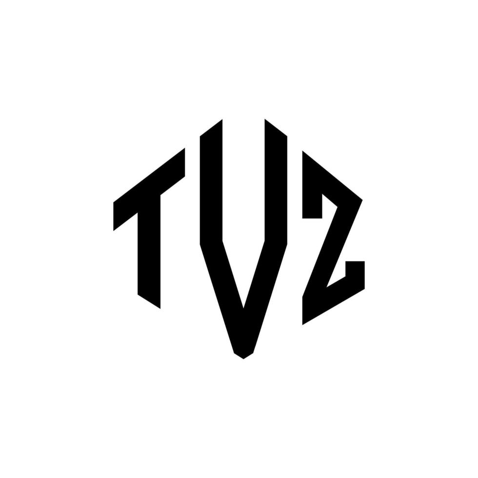 diseño de logotipo de letra tvz con forma de polígono. diseño de logotipo en forma de cubo y polígono tvz. tvz hexágono vector logo plantilla colores blanco y negro. Monograma tvz, logotipo comercial y inmobiliario.